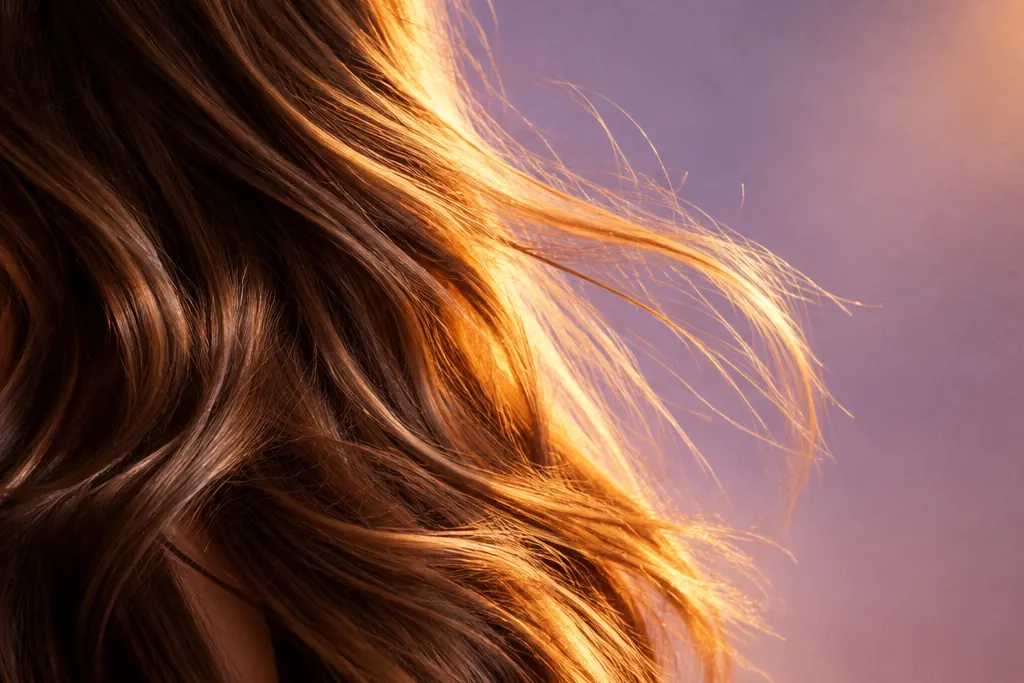 Mechones de cabello sano a contraluz