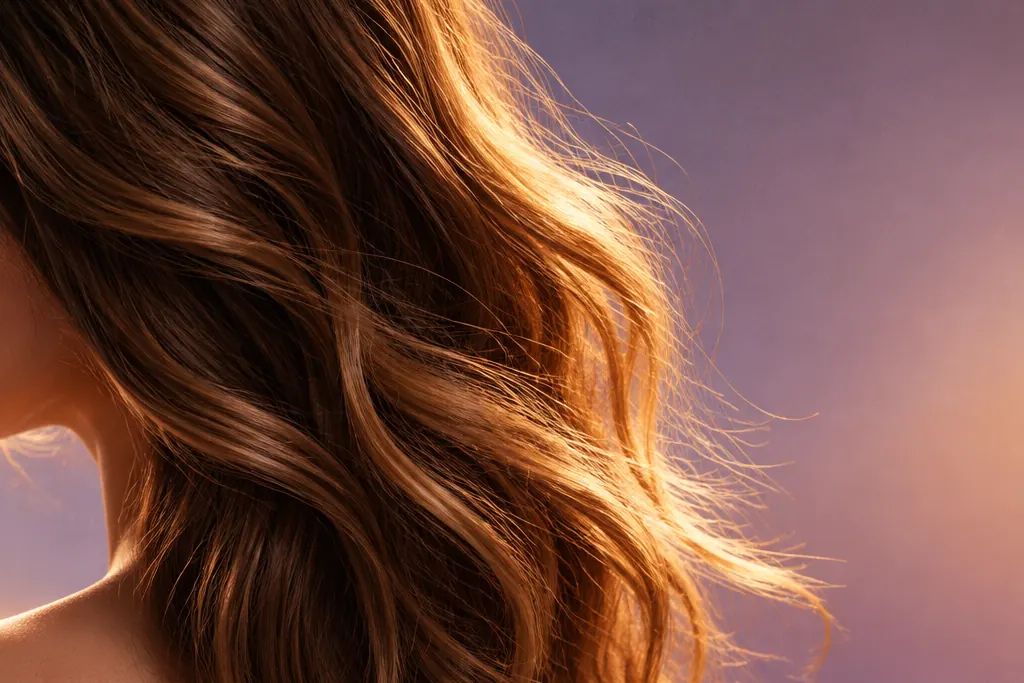 Mechones de cabello sano a contraluz