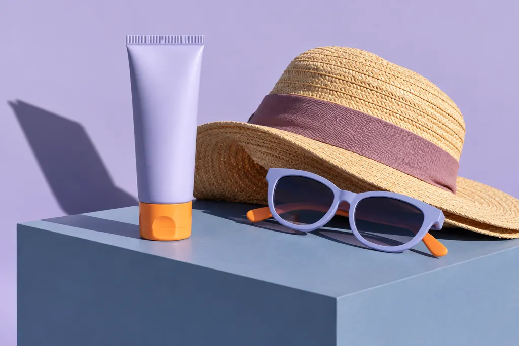 Protector solar, sombrero y gafas de sol