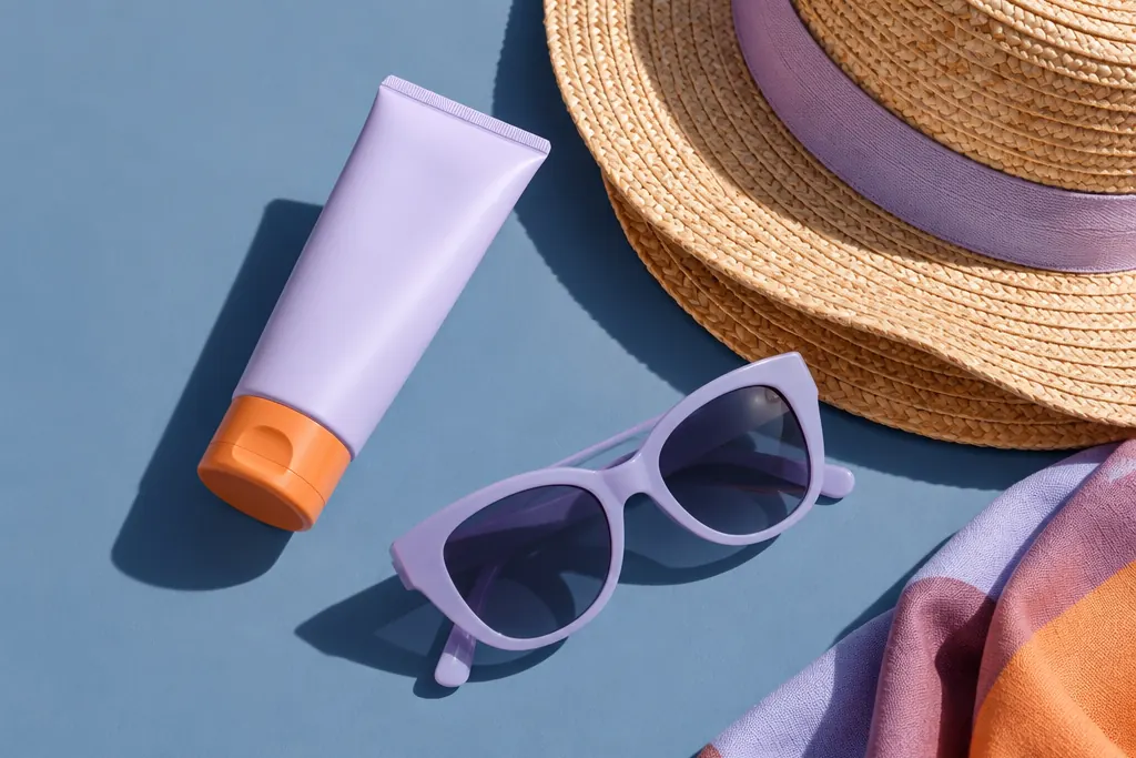 Protector solar, sombrero y gafas de sol